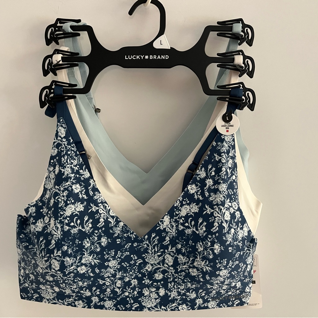 Lucky Brand 3pc Superslim Lasercut Bra Set Removable Pads Convertible Straps